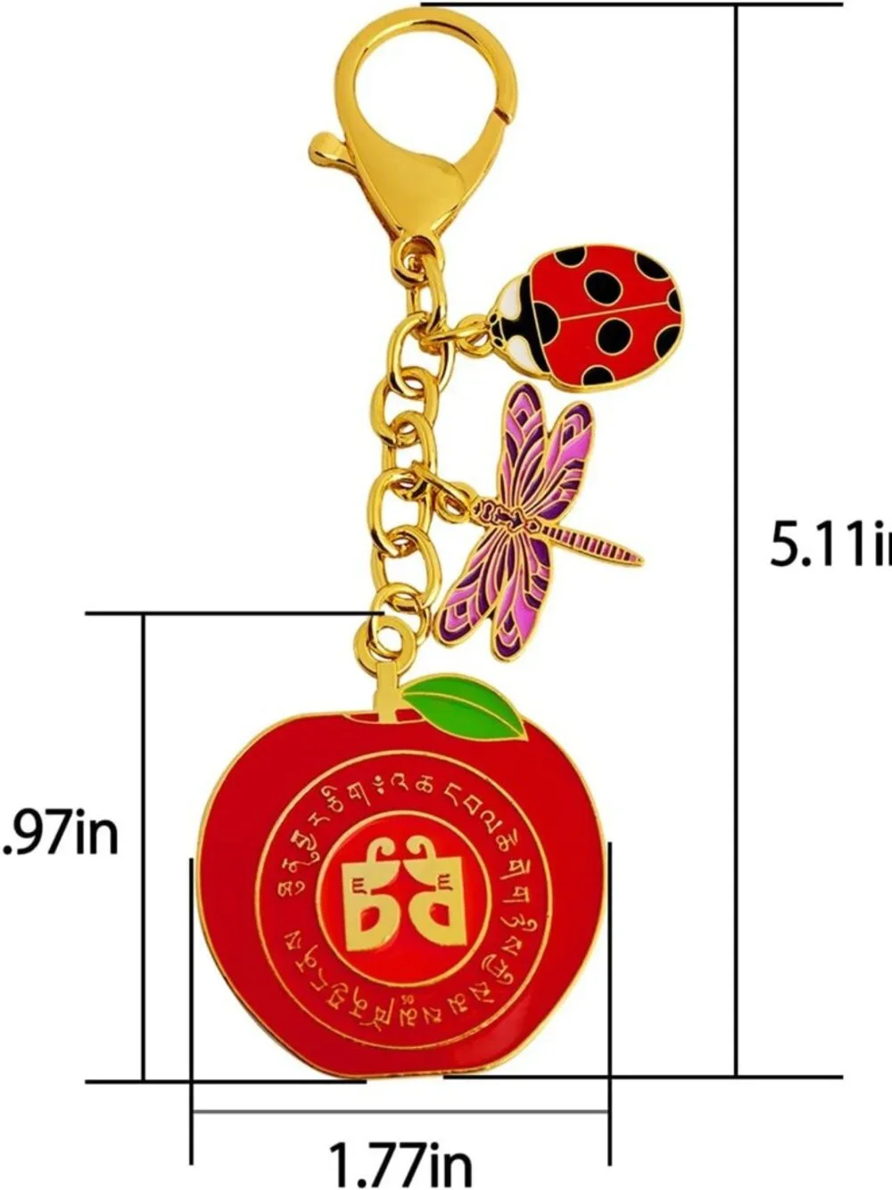 Feng Shui Harmony Keychain - Red Dragonfly & Ladybug Charm for Good Luck